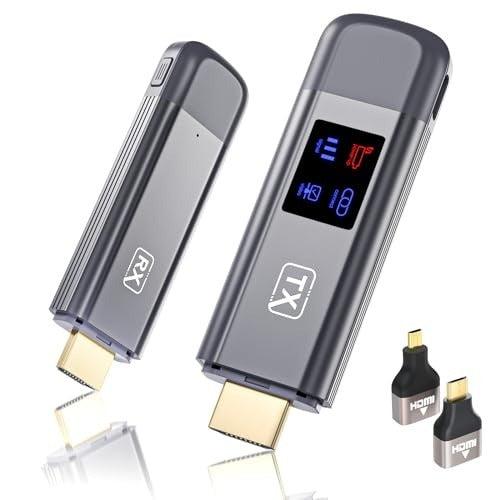 TTQ Wireless HDMI Transmitter and Receiver with 4K decode, metal housing, LED display, and 100FT range.