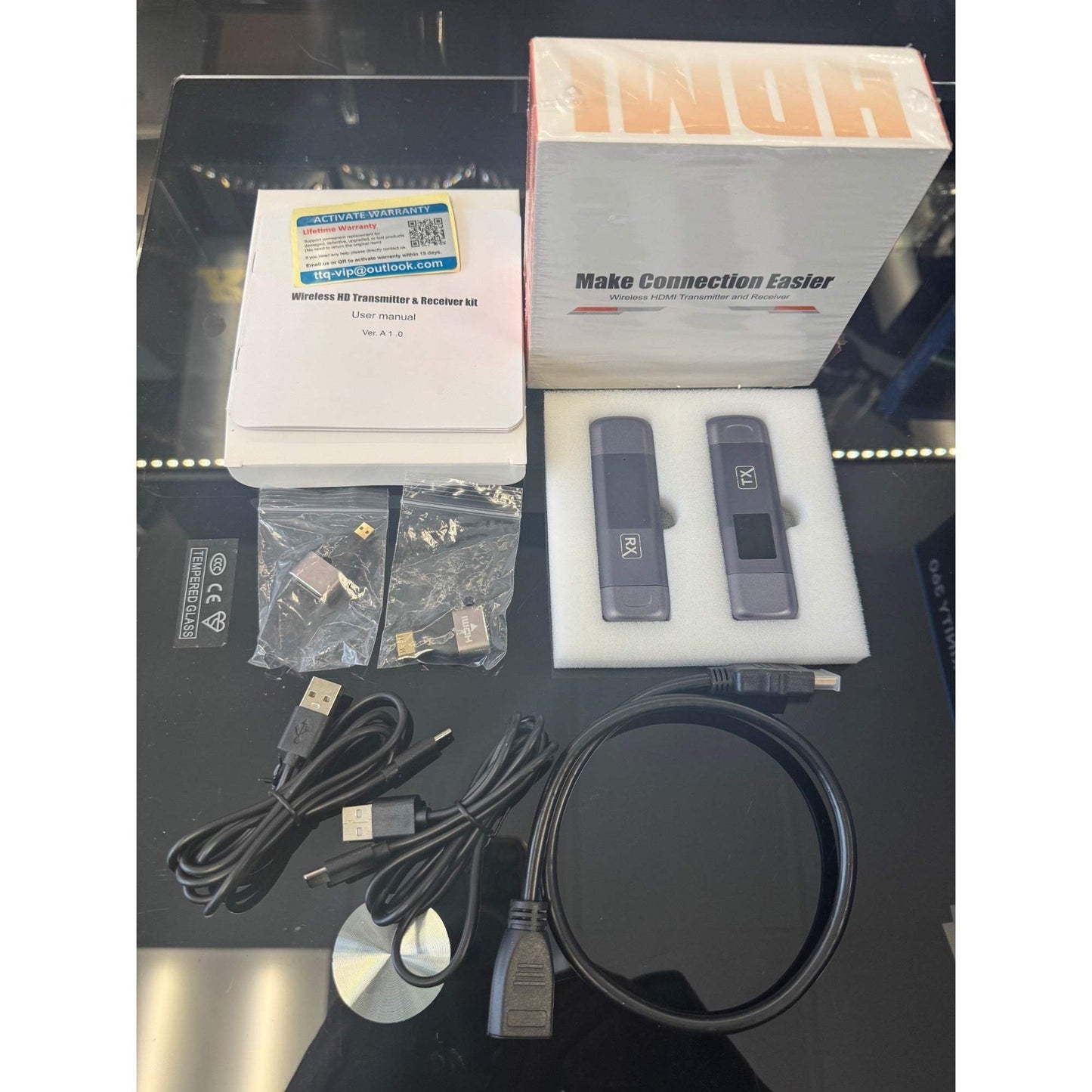 TTQ Wireless HDMI Transmitter and Receiver, Wireless HDMI Extender, 4K Decode 1080P Output, Metal Housing, LED Display, 100FT Range, 2.4G&5G