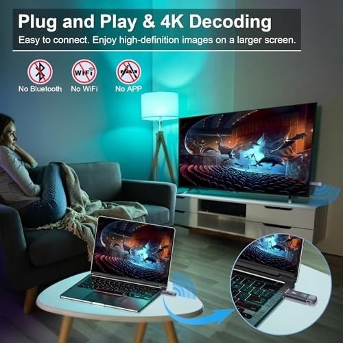 TTQ Wireless HDMI Transmitter and Receiver, Wireless HDMI Extender, 4K Decode 1080P Output, Metal Housing, LED Display, 100FT Range, 2.4G&5G