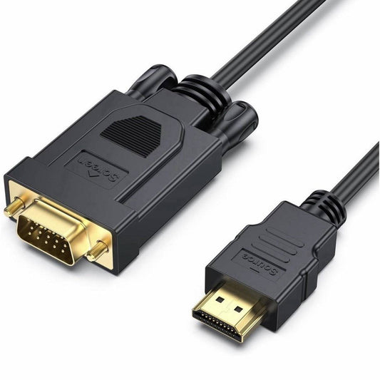 1080P HDMI to VGA cable 6ft black for presentations and displays with gold-plated connector