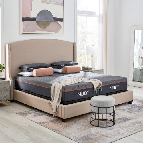 PowerCool Sleep System medium-feel mattress with fan-cooled adjustable base in stylish bedroom setting