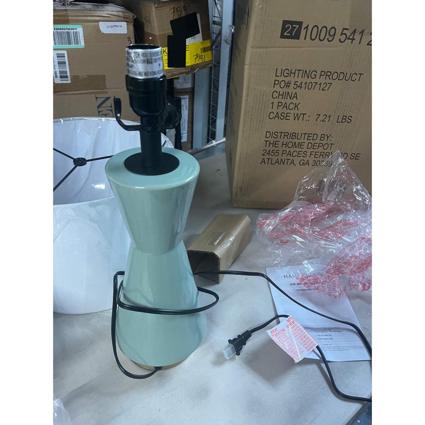 Melbourne 24 in. Sage with Gold Accents Ceramic Table Lamp