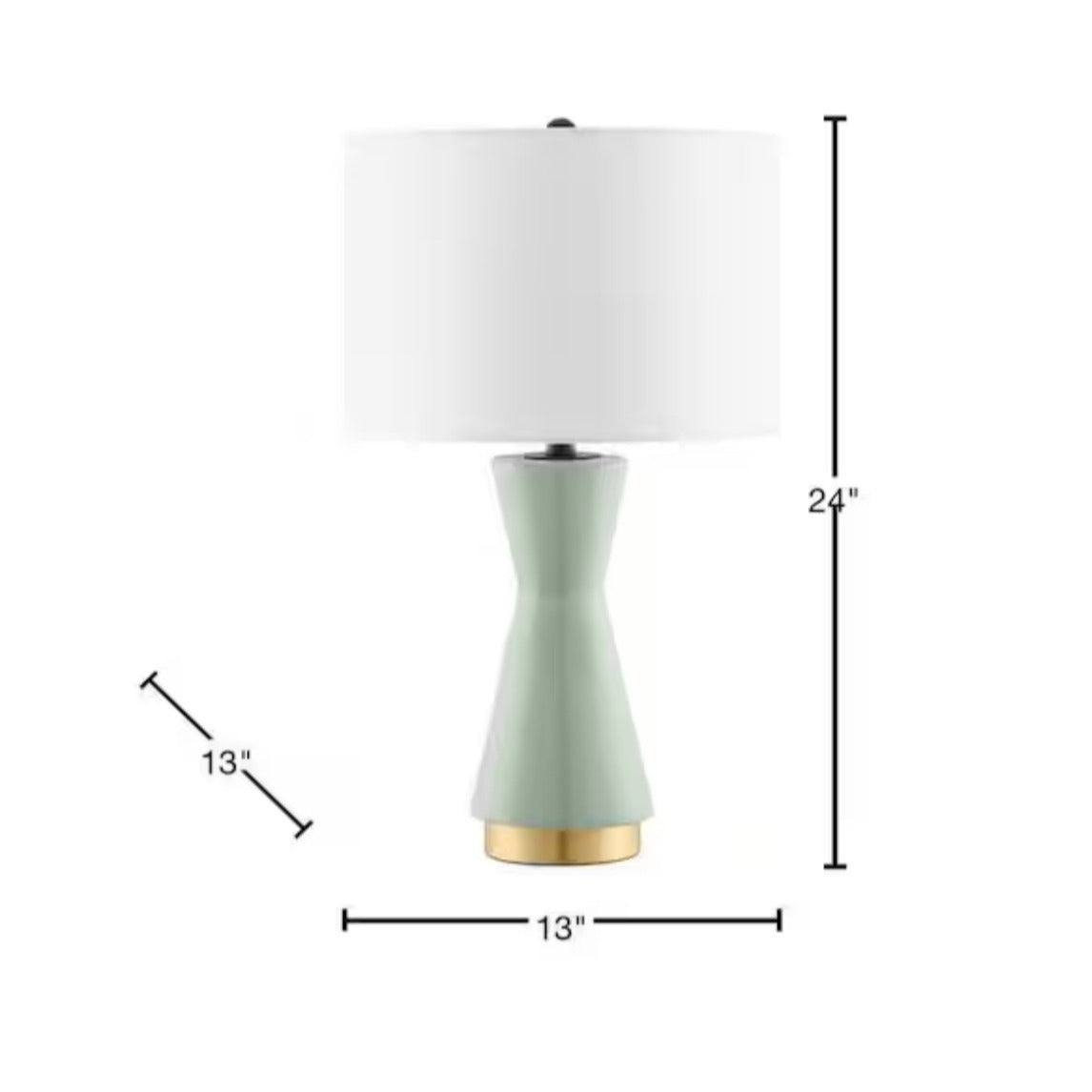 Melbourne 24 in. Sage with Gold Accents Ceramic Table Lamp