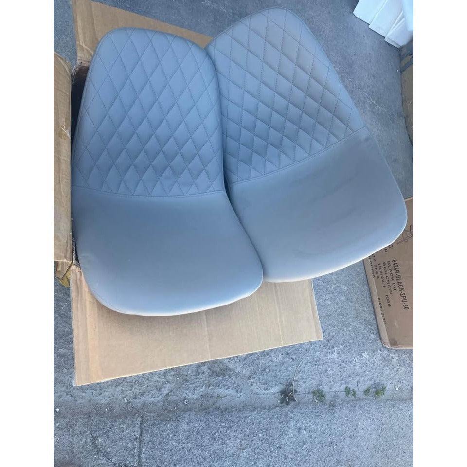 East Urban Home Morral Luxury Diamond Quilt Stitched Faux Leather Upholstered Tapered Metal Leg Dini