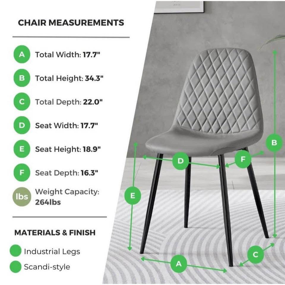 East Urban Home Morral Luxury Diamond Quilt Stitched Faux Leather Upholstered Tapered Metal Leg Dini