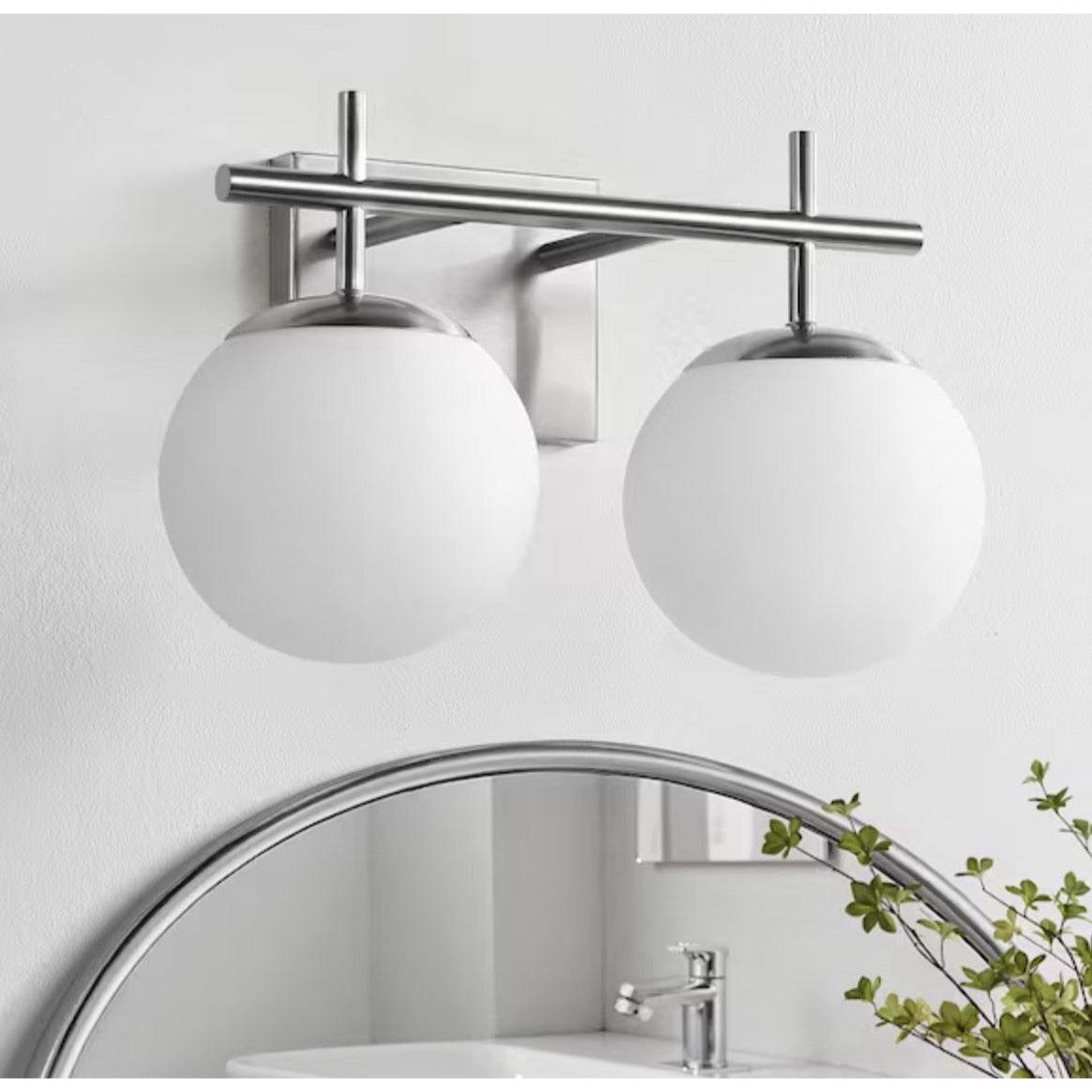 Brushed Nickel Vanity Light for Bathroom, 2-Lights Modern Vanity Lighting wit...