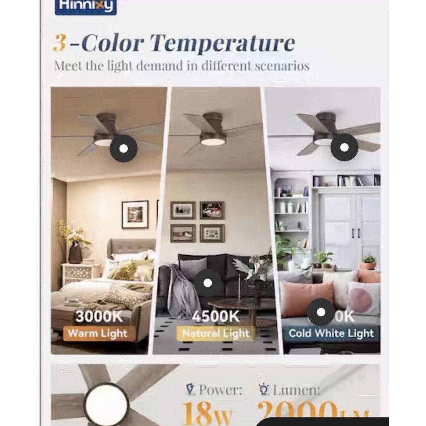 HINNIXY 42 in. Indoor Walnut Modern Flush Mount Low Profile Standard Ceiling Fan