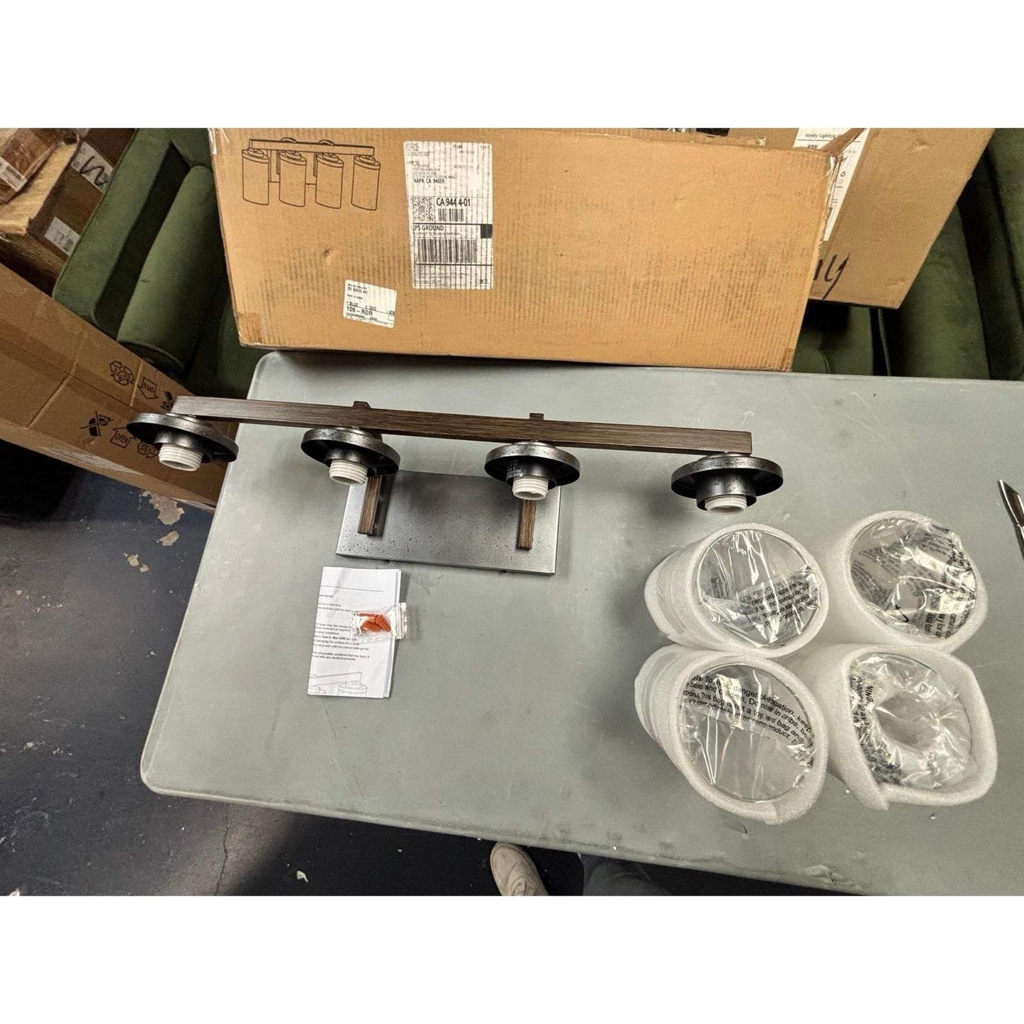LNC Birdwood 28 in. 4-Light Rust Gray Industrial Bathroom Vanity Light