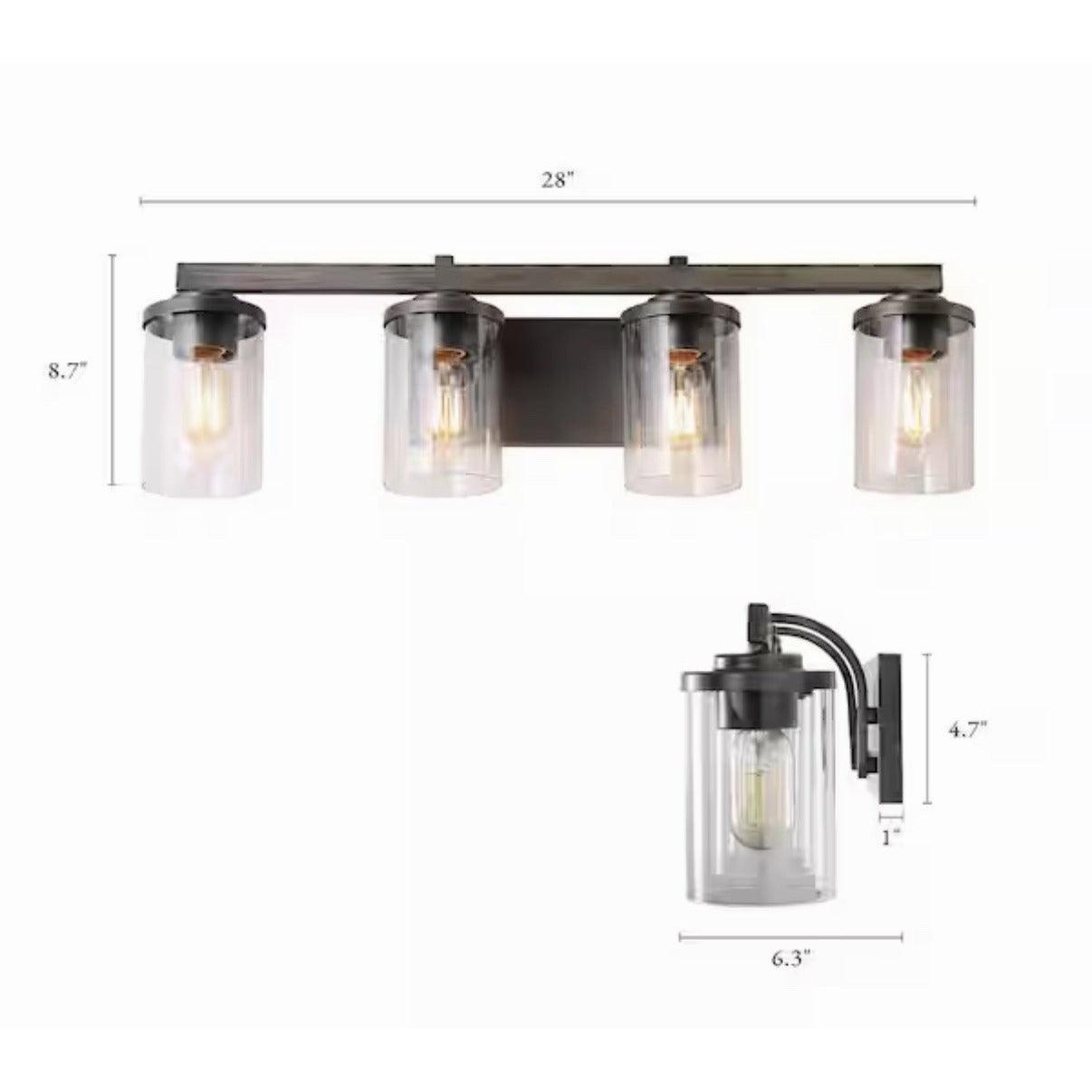 LNC Birdwood 28 in. 4-Light Rust Gray Industrial Bathroom Vanity Light