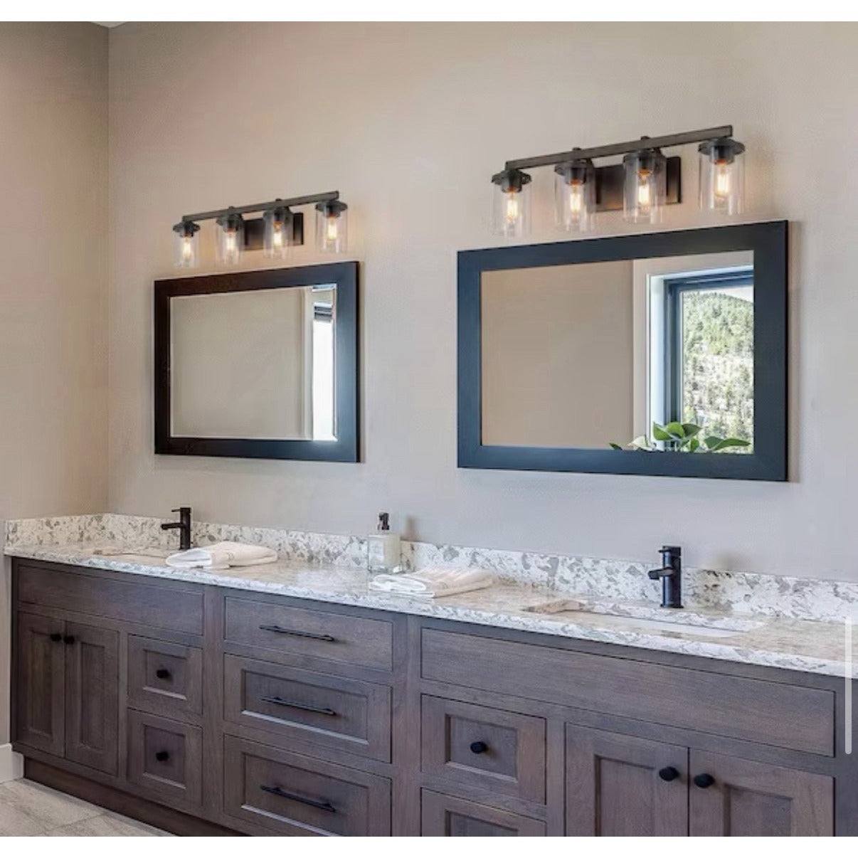 LNC Birdwood 28 in. 4-Light Rust Gray Industrial Bathroom Vanity Light