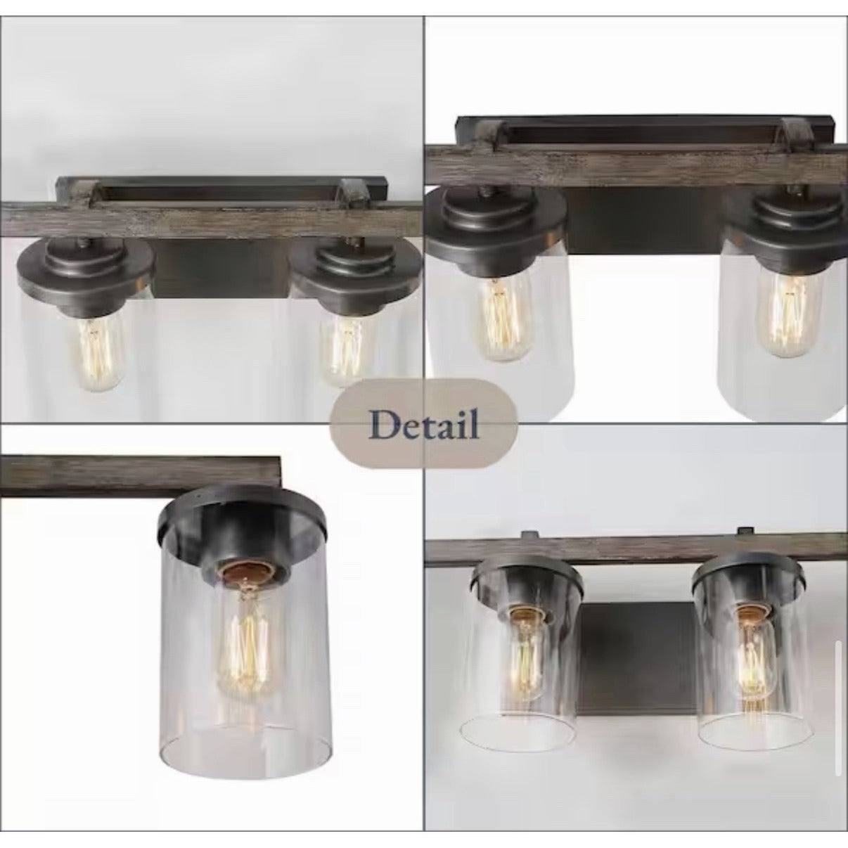 LNC Birdwood 28 in. 4-Light Rust Gray Industrial Bathroom Vanity Light