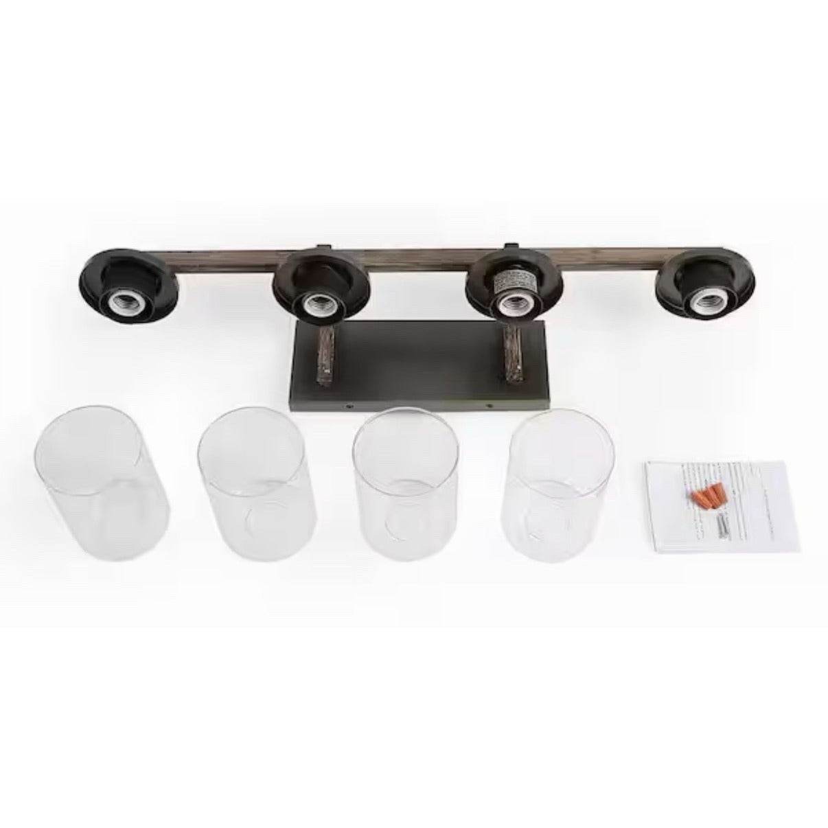 LNC Birdwood 28 in. 4-Light Rust Gray Industrial Bathroom Vanity Light