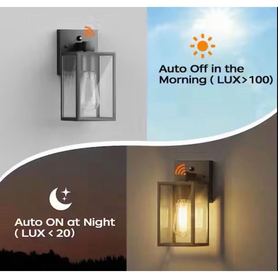 Rottogoon 9.7"" Black Modern Outdoor Lighting Fixture, Waterproof Sensor Wall Sconce Lamp,Exterior