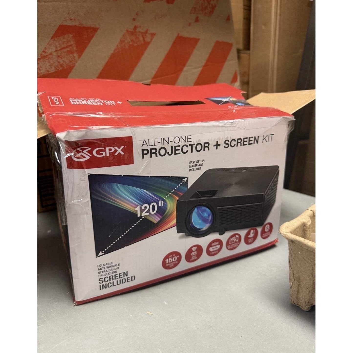 GPX 800 x 480 Mini Projector Bluetooth with 120 in. Projection Screen Included
