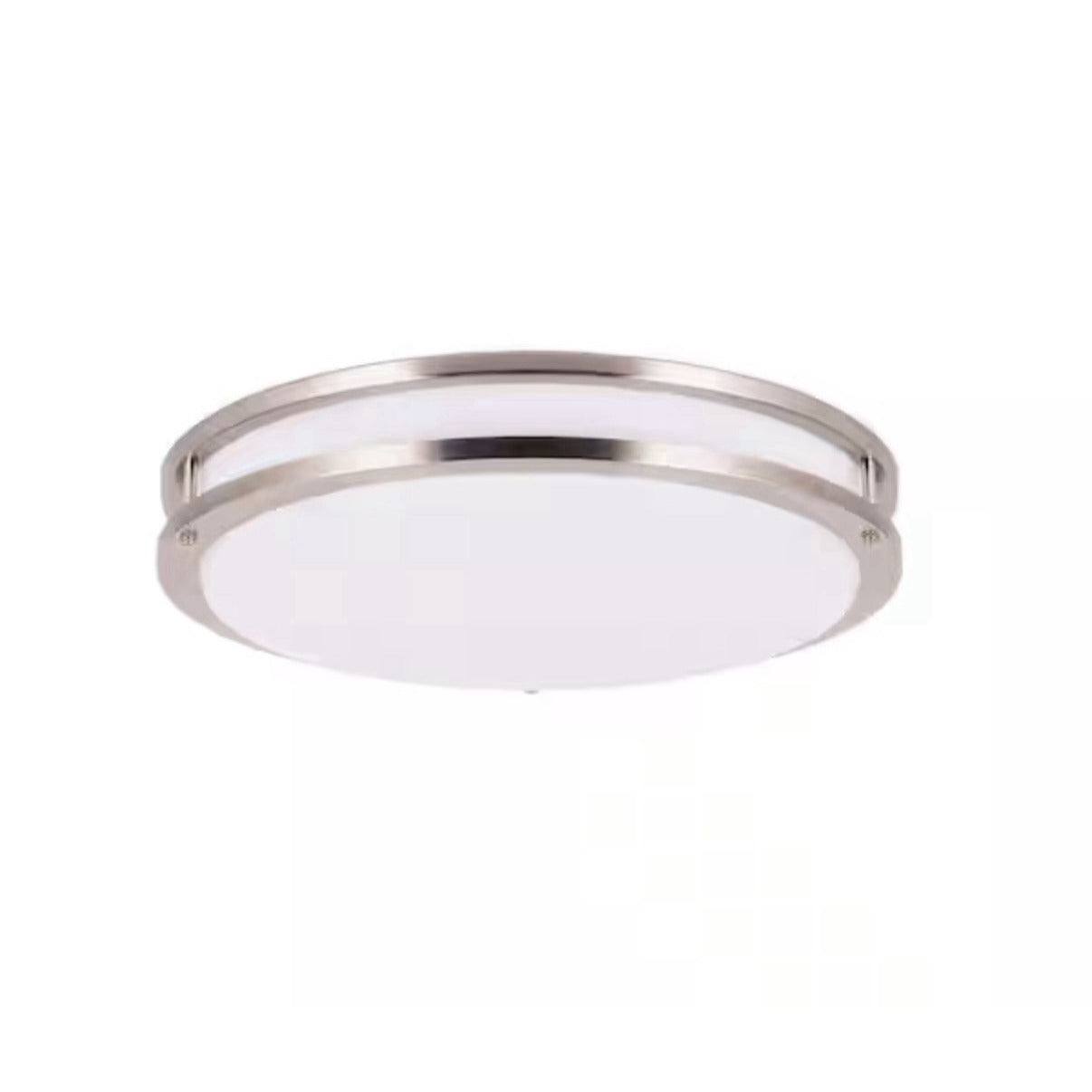 14 in. brushed nickel selectable LED round double ring flush mount ceiling light