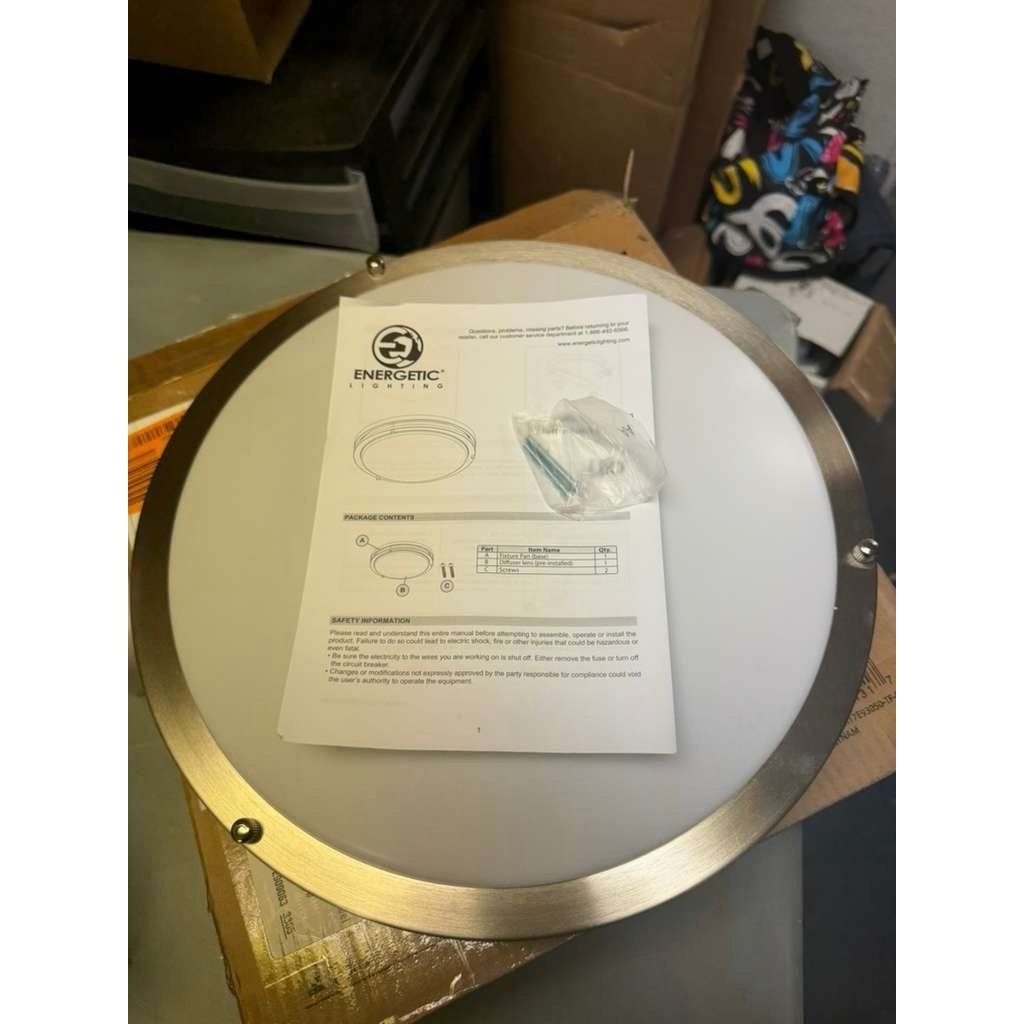 14 in. Brushed Nickel Selectable LED Round Double Ring Flush Mount 3 Color