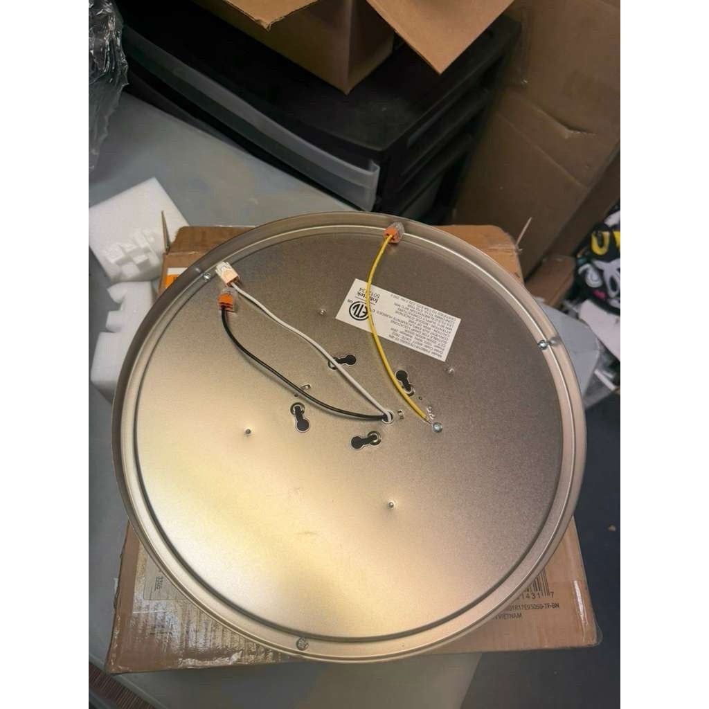 14 in. Brushed Nickel Selectable LED Round Double Ring Flush Mount 3 Color