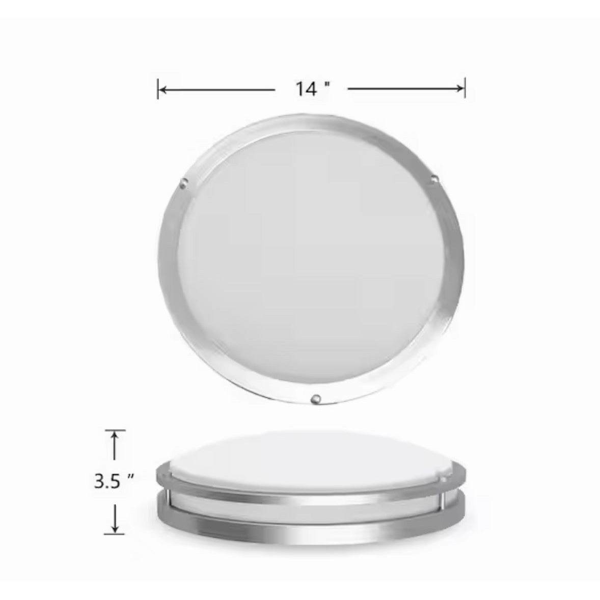 14 in. Brushed Nickel Selectable LED Round Double Ring Flush Mount 3 Color