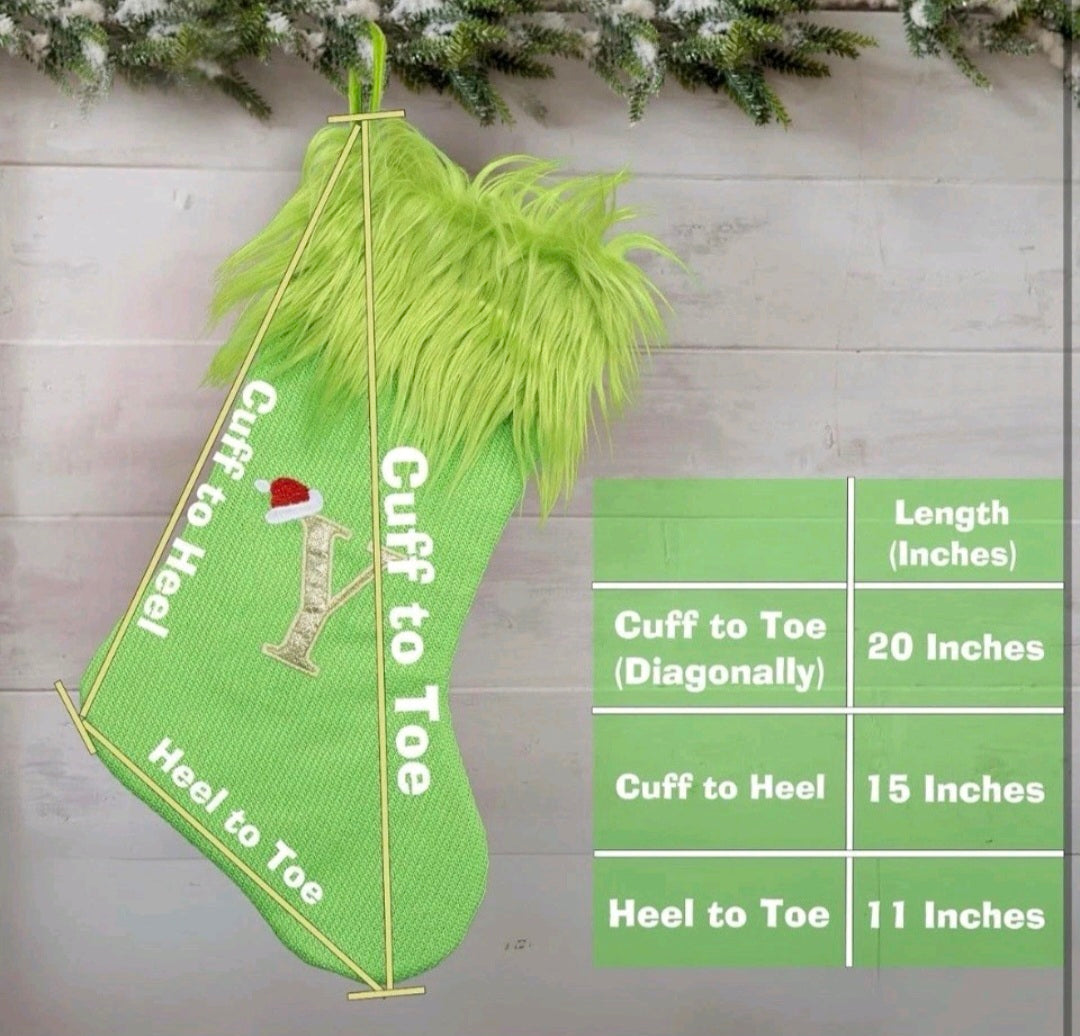 yulian Christmas Stockings,Green Monogram Christmas Stocking