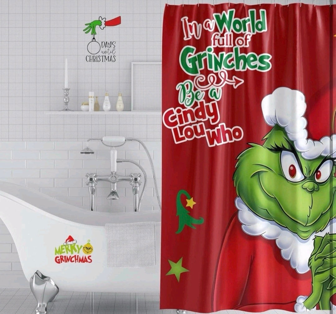 Cuteiush Bathroom Shower Curtain Merry Christmas Holiday Waterproof & Removable