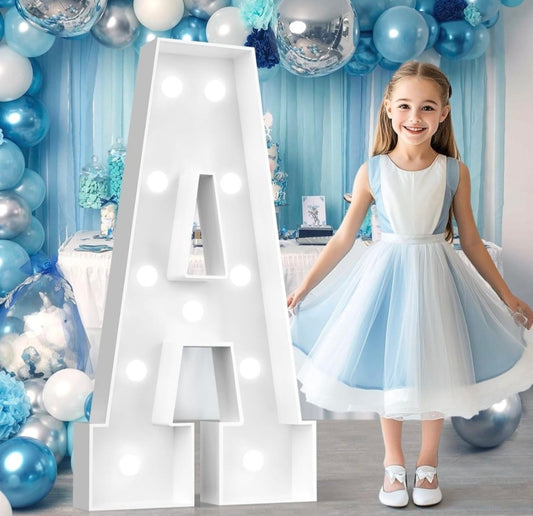 Ledido 4FT Marquee Light Up Letters, Cool White Light Up Letters Large Marquee Letters for Party Decorations, Mosaic Letters for Balloons, Wedding Birthday Graduation Decor Letter A