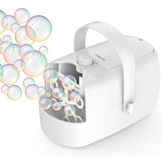 Open Box iTeknic Bubble Machine, Automatic Bubble Blower, Portable Auto Bubble Maker with High Output for Outdoor/Indoor Use,Powered by Plug-in or Bat
