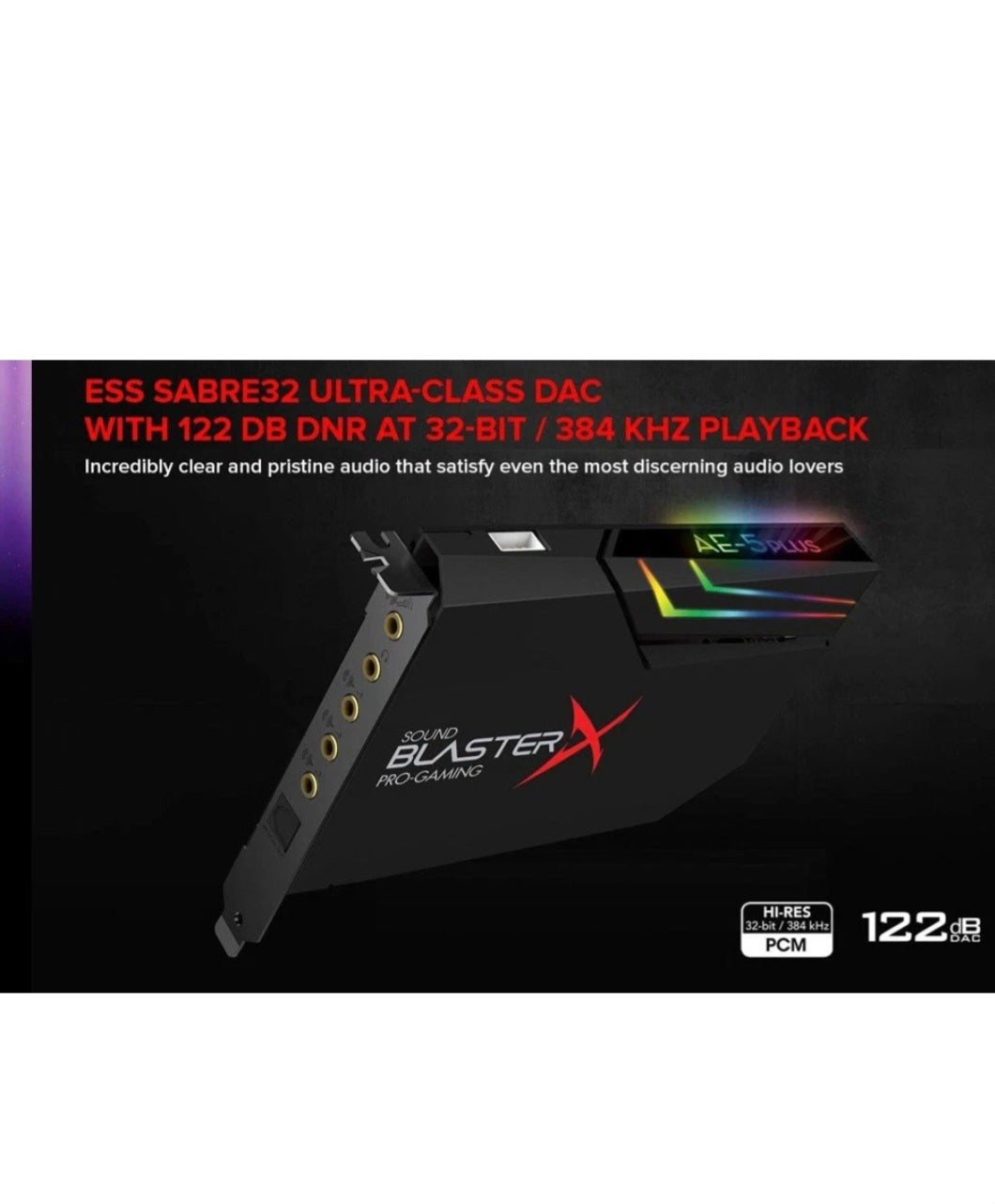 Creative Sound BlasterX AE-5 Plus SABRE32-class Hi-res 32-bit/384 kHz PCle