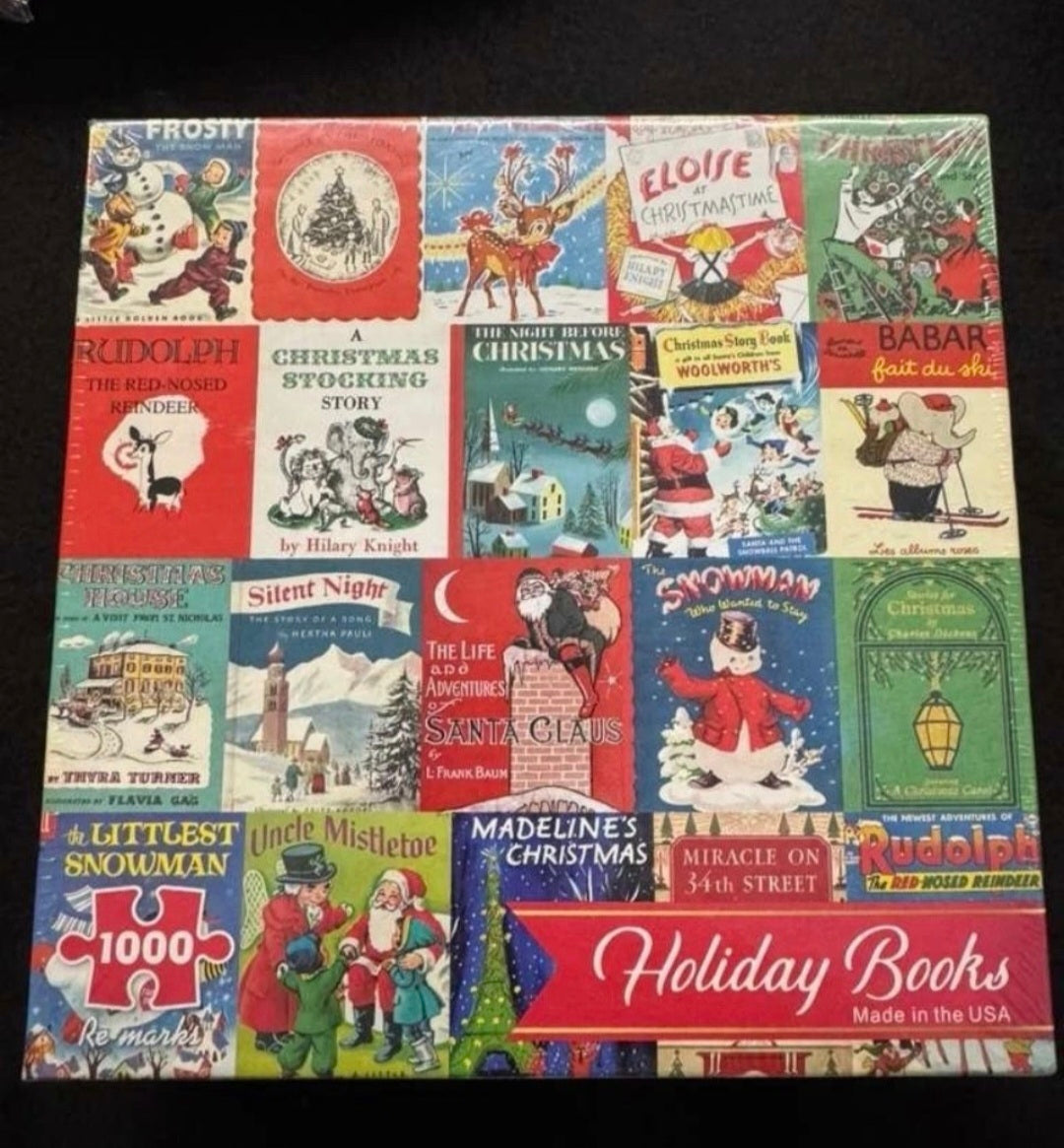 Re-marks Holiday Books Puzzle, Collage Puzzle for All Ages, 1000-Piece Christmas Puzzle