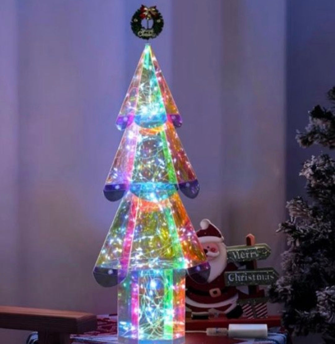 POWERBEAUTY Prismatic Small LED Lighted Christmas Tree
Decor, Twinkling Christmas Tree 8 Lighting Modes, for Indoor Table New Year Christmas Decorations
