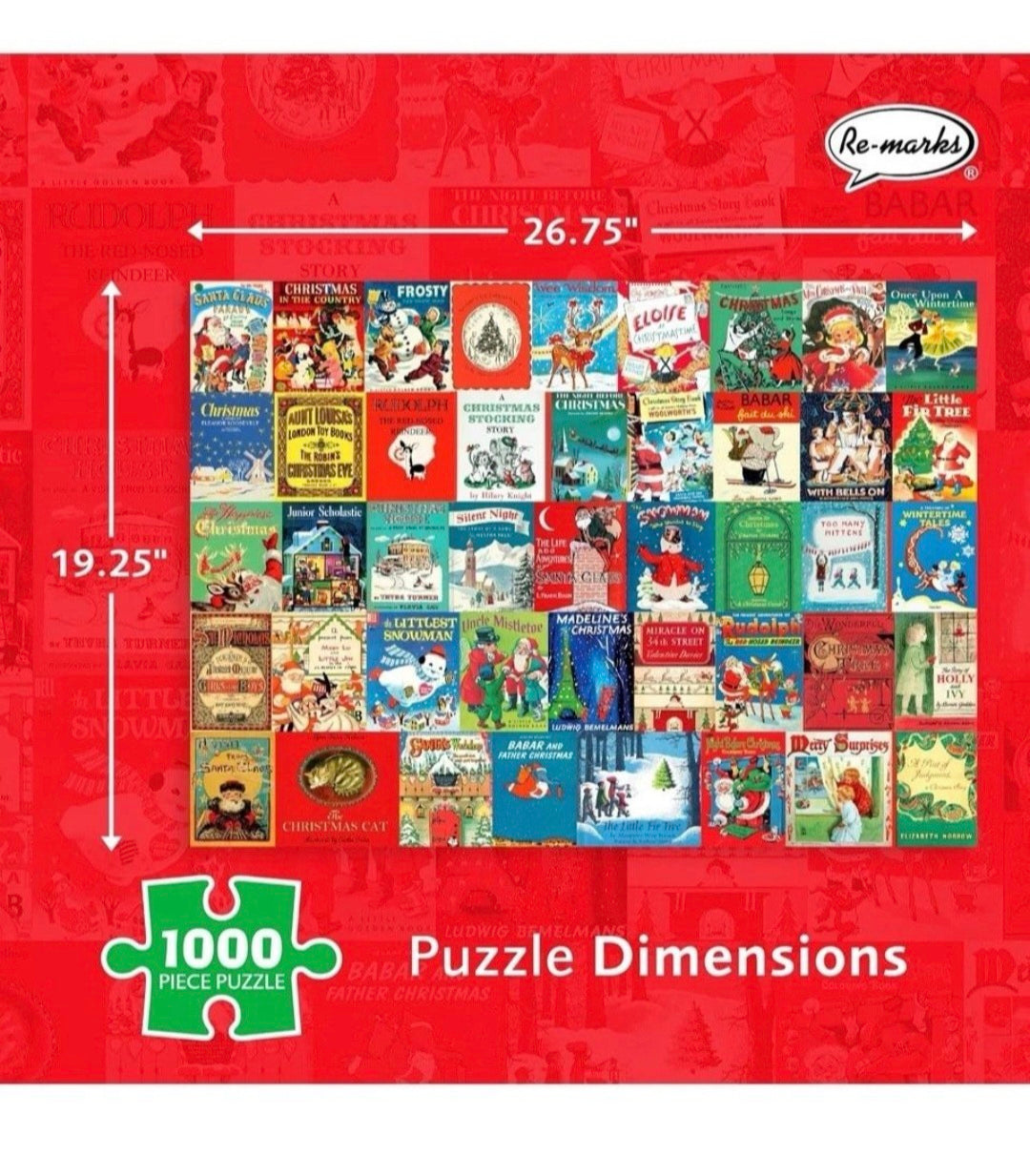 Re-marks Holiday Books Puzzle, Collage Puzzle for All Ages, 1000-Piece Christmas Puzzle