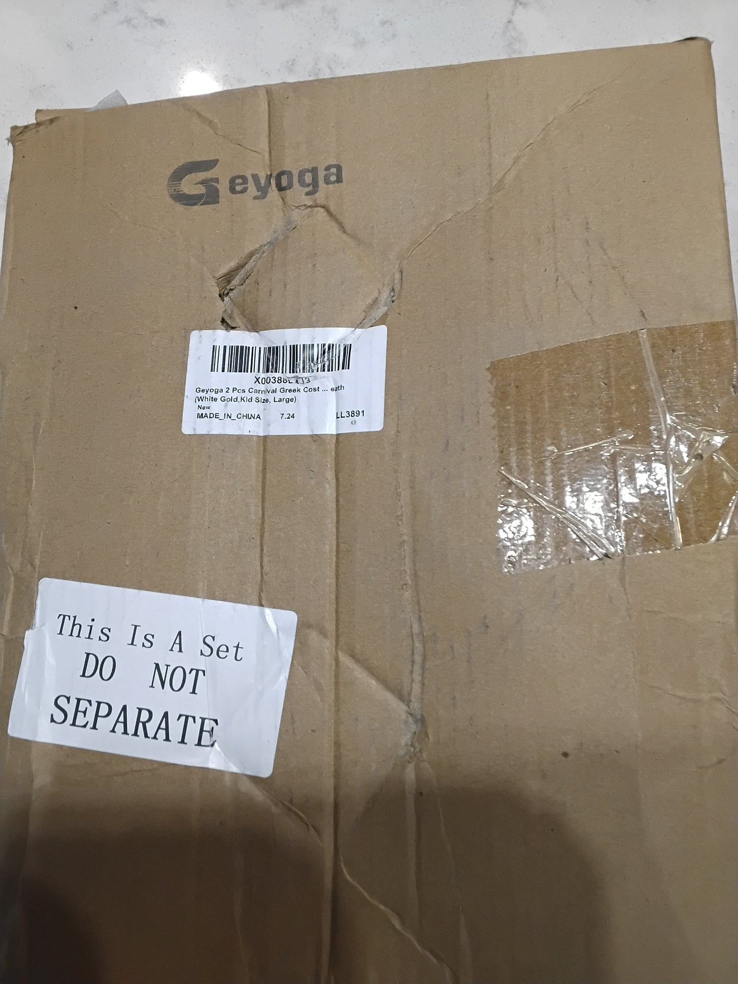 Open Box Geyoga 2 Pcs Greek Goddess Costume Toga Costume Women Halloween Greek Dress with Roman Crown Leaf Wreath