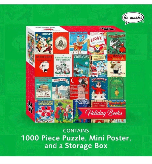 Re-marks Holiday Books Puzzle, Collage Puzzle for All Ages, 1000-Piece Christmas Puzzle