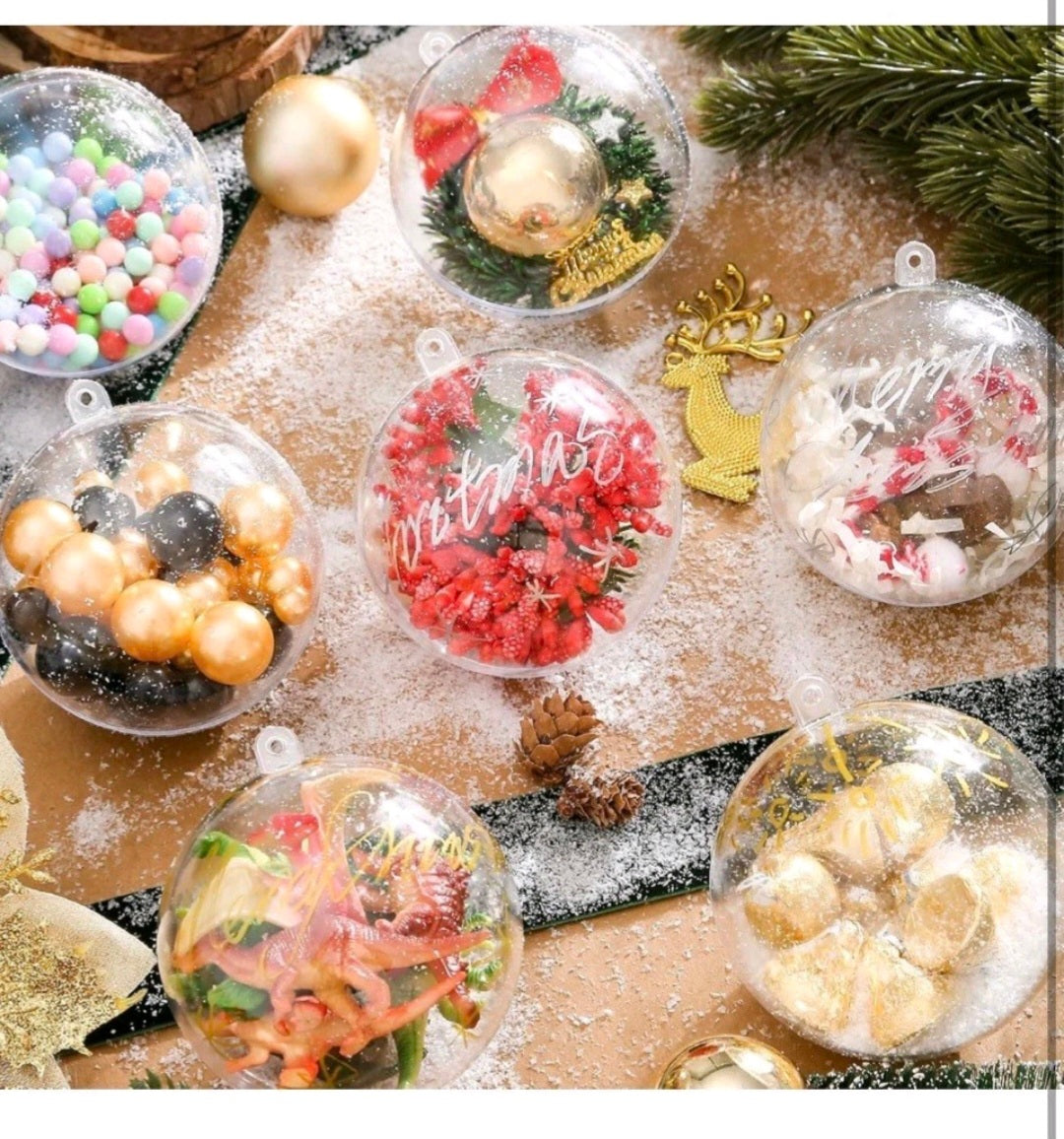 20 PCS Clear Plastic Fillable Balls Ornaments, 3.15 Inch Christmas