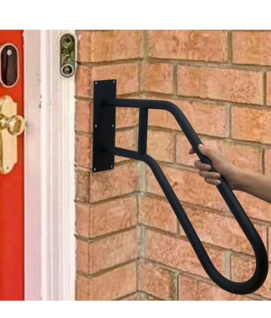 yeezoo Wall Mounted handrail, Garage Railing with Matte Black Finished, Grab Bars for Garage, Porch, Garden 1 to 3 Steps Stairs(28.7" Length)