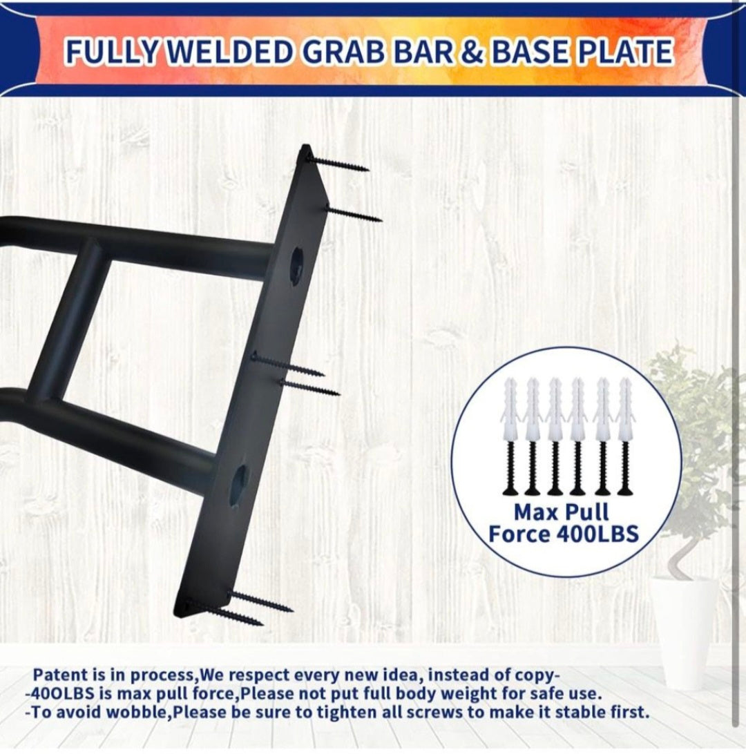 yeezoo Wall Mounted handrail, Garage Railing with Matte Black Finished, Grab Bars for Garage, Porch, Garden 1 to 3 Steps Stairs(28.7" Length)