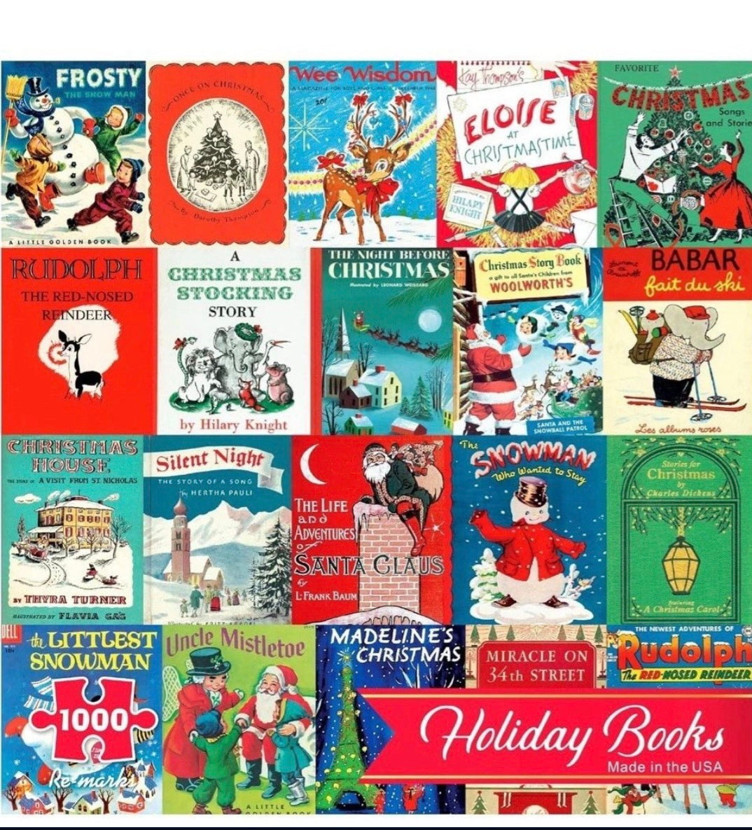 Re-marks Holiday Books Puzzle, Collage Puzzle for All Ages, 1000-Piece Christmas Puzzle
