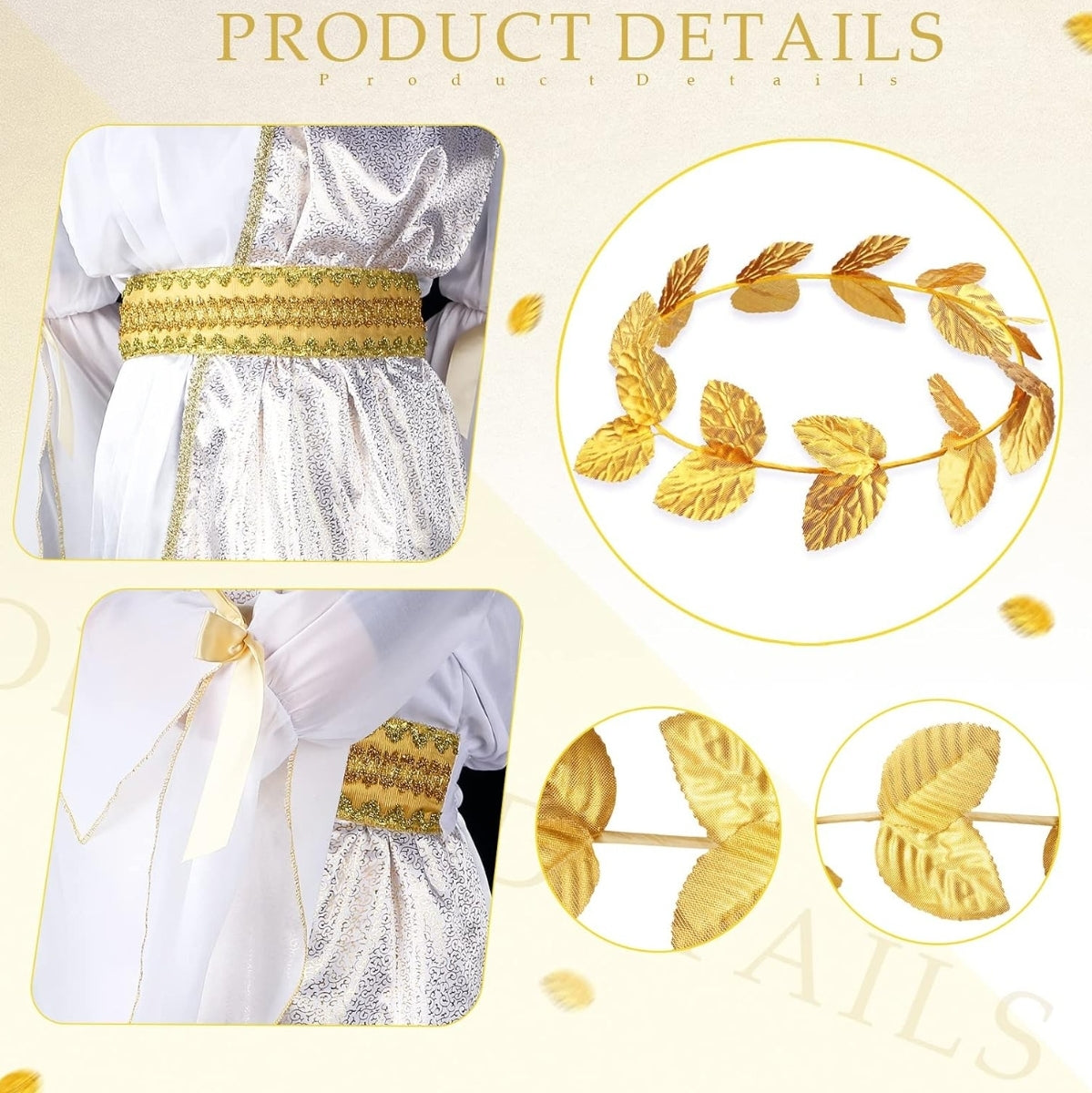 Open Box Geyoga 2 Pcs Greek Goddess Costume Toga Costume Women Halloween Greek Dress with Roman Crown Leaf Wreath