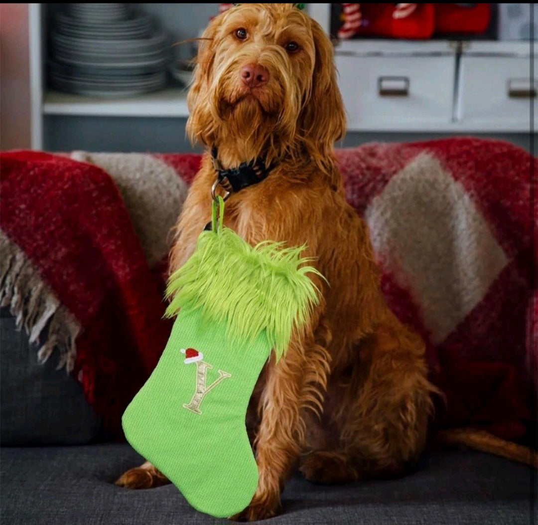 yulian Christmas Stockings,Green Monogram Christmas Stocking