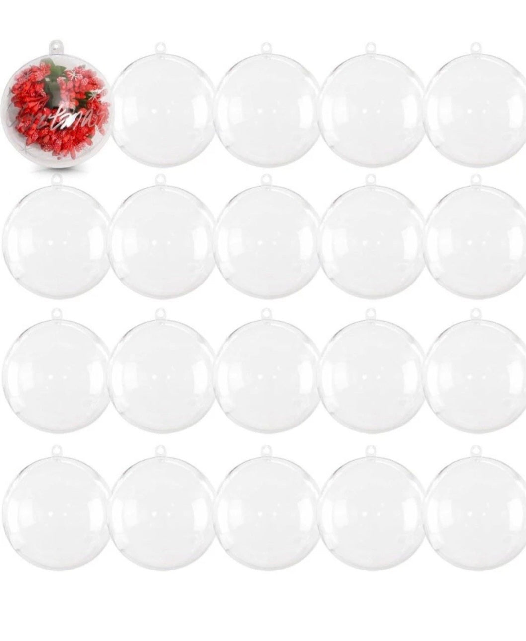 20 PCS Clear Plastic Fillable Balls Ornaments, 3.15 Inch Christmas