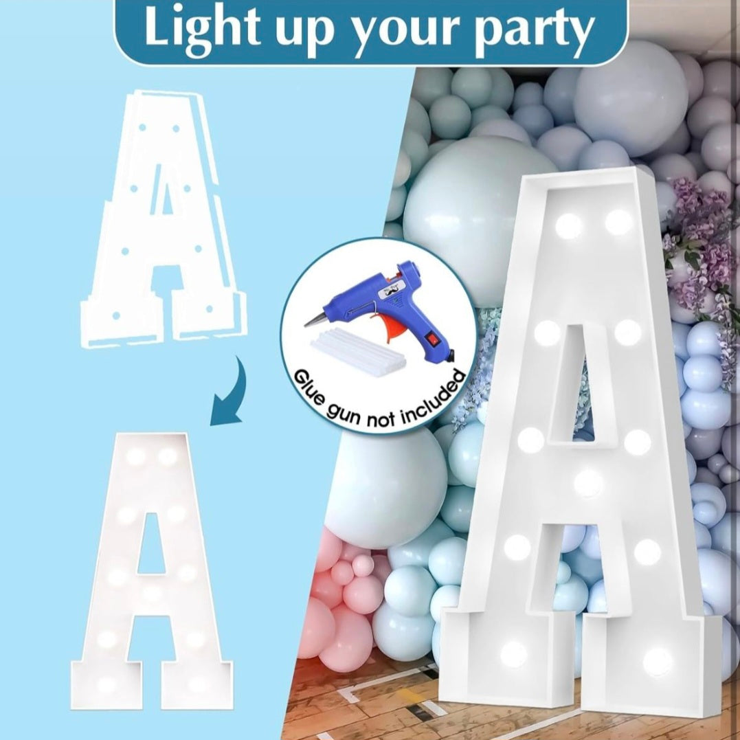 Ledido 4FT Marquee Light Up Letters, Cool White Light Up Letters Large Marquee Letters for Party Decorations, Mosaic Letters for Balloons, Wedding Birthday Graduation Decor Letter A