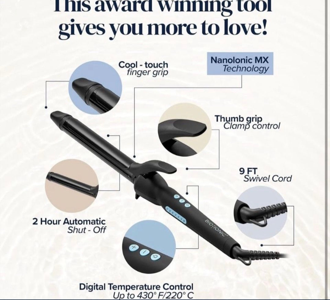 Bio lonic Long Barrel Styler, Curling Iron with Moisture Heat Technology
