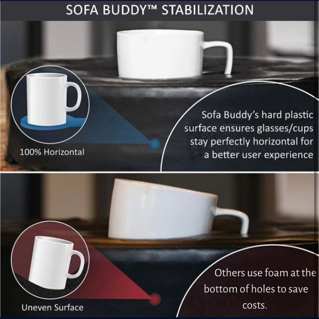 Mookundy Introducing Sofa Buddy - Convenient Couch Cup Holder, Couch Caddy, Sofa Cup Holder. The Perfect Couch Accessory
Big-Leather-Black