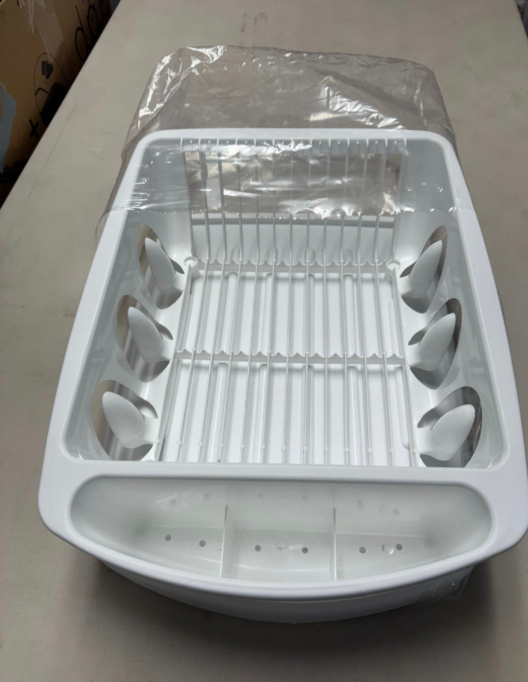 Tribello Sink Dish Drying Rack, Heavy Duty Hard Plastic Sink Set with Drainer (White)