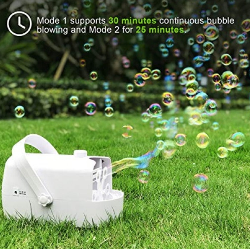 Open Box iTeknic Bubble Machine, Automatic Bubble Blower, Portable Auto Bubble Maker with High Output for Outdoor/Indoor Use,Powered by Plug-in or Bat