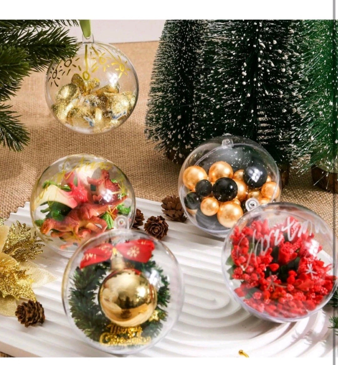 20 PCS Clear Plastic Fillable Balls Ornaments, 3.15 Inch Christmas