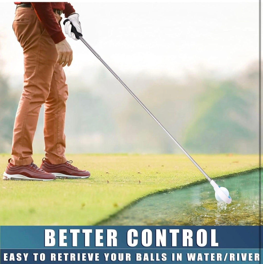 CHAMPKEY Two-Sided 6Ft Golf Ball Retriever black Version - Premium Stainless Steel Telescopic Golf Ball Picker- Come with Premium Head Cover