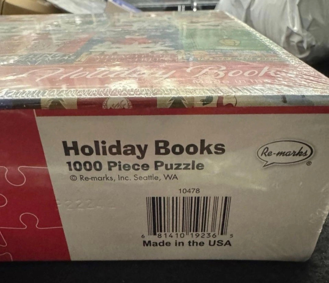 Re-marks Holiday Books Puzzle, Collage Puzzle for All Ages, 1000-Piece Christmas Puzzle