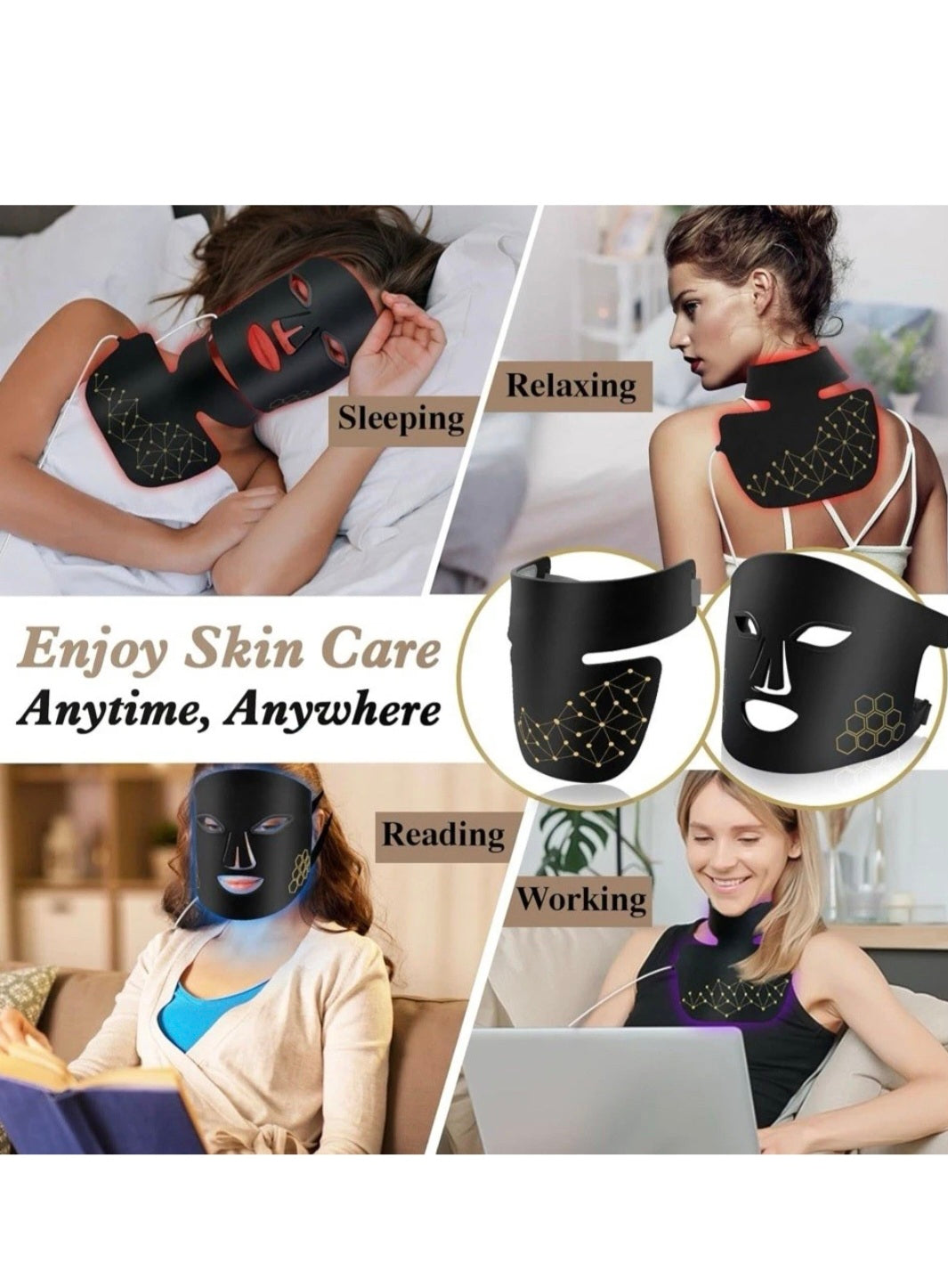 YOEYOU Red Light Therapy for Face and Neck, Infrared LED Mask