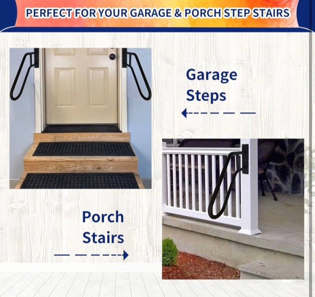 yeezoo Wall Mounted handrail, Garage Railing with Matte Black Finished, Grab Bars for Garage, Porch, Garden 1 to 3 Steps Stairs(28.7" Length)