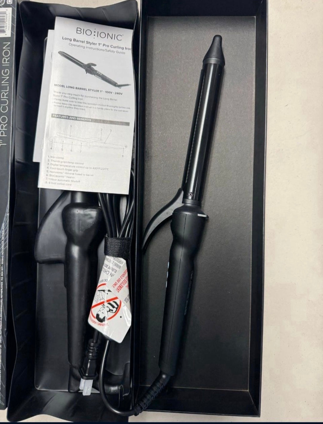 Bio lonic Long Barrel Styler, Curling Iron with Moisture Heat Technology